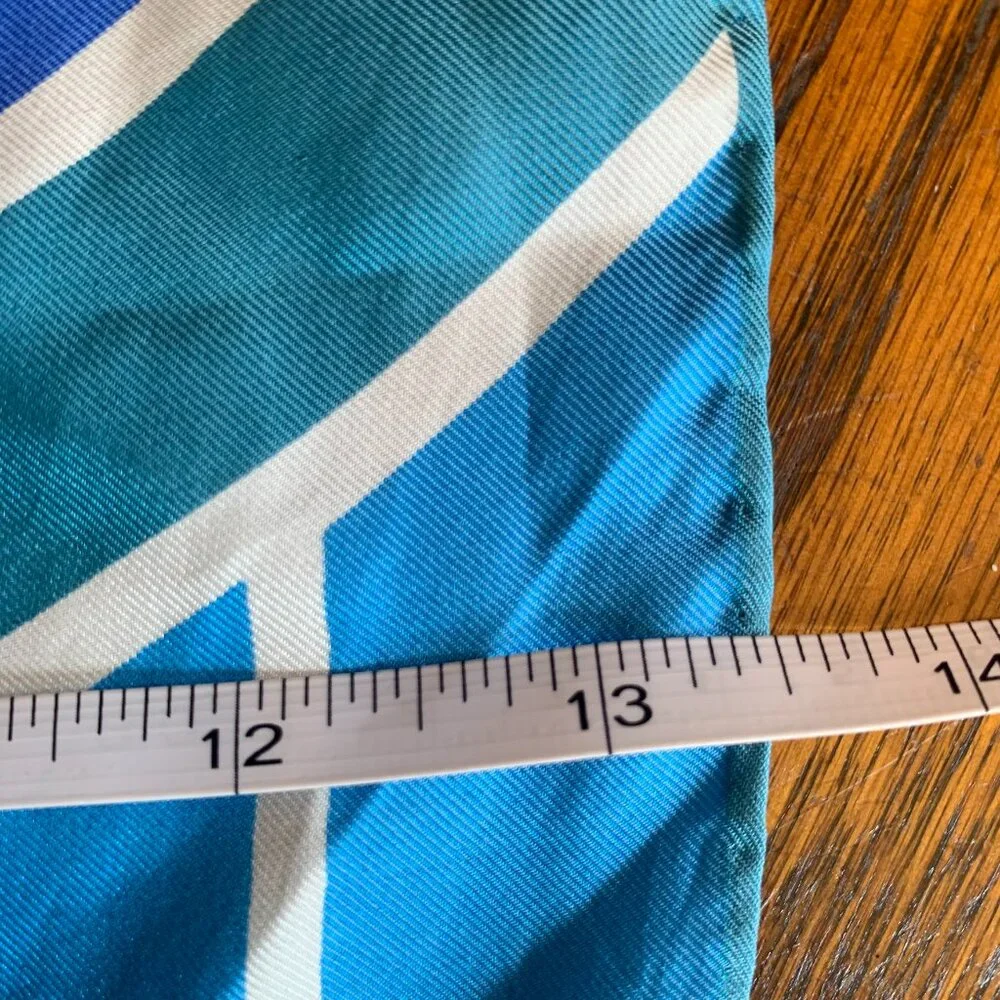 Scarves by Vera Blue Geometric Striped Silk Rayon Scarf‎ Japan